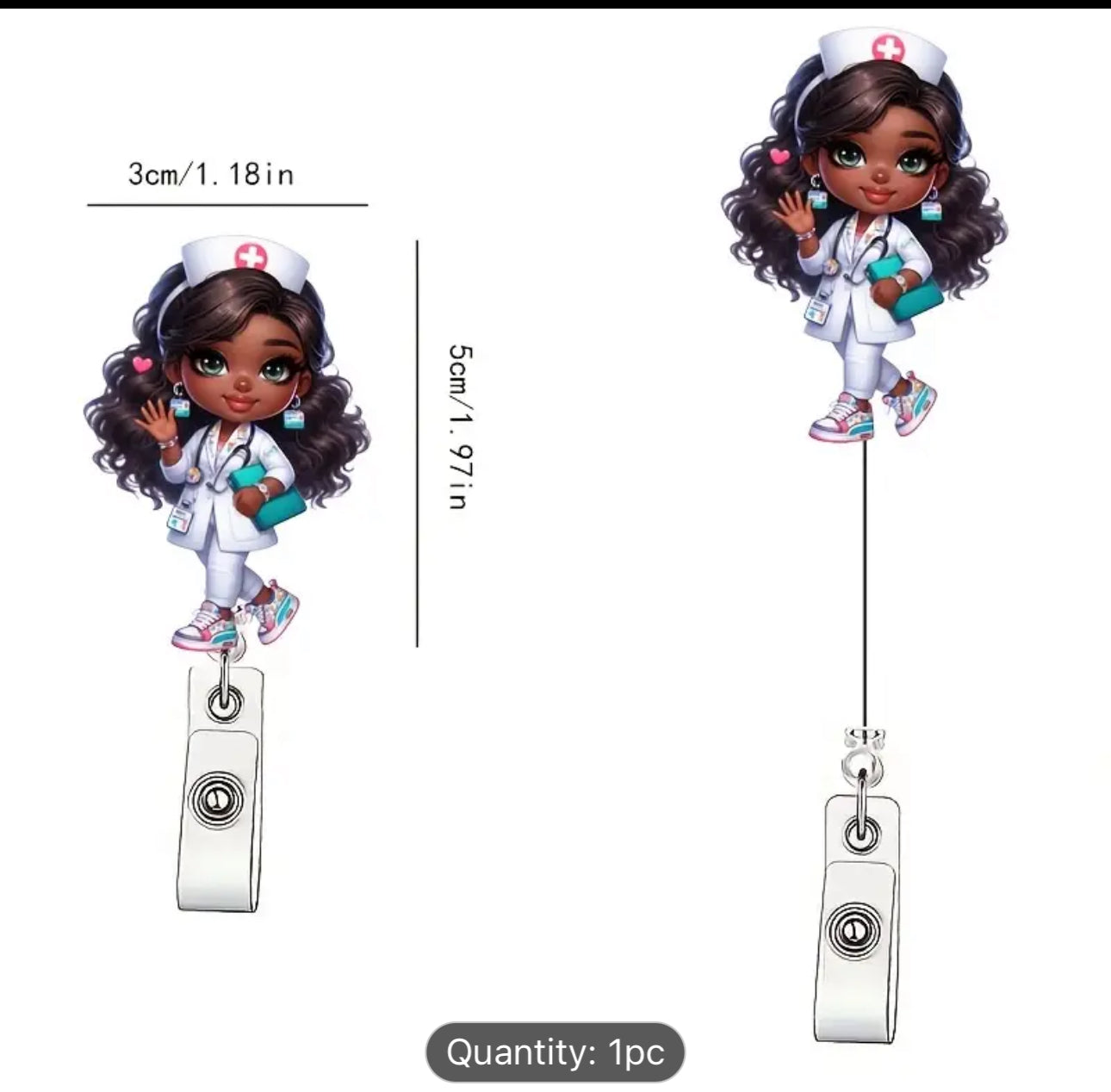 Cute Badge Reel, Retractable Badge & Pass Holder,  Nursing and Office Staff Badge Reel Holder