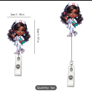 Cute Badge Reel, Retractable Badge & Pass Holder,  Nursing and Office Staff Badge Reel Holder