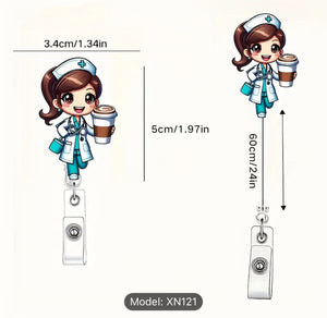 Cute Badge Reel, Retractable Badge & Pass Holder,  Nursing and Office Staff Badge Reel Holder
