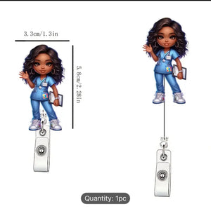 Cute Badge Reel, Retractable Badge & Pass Holder,  Nursing and Office Staff Badge Reel Holder