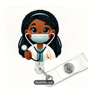 Cute Badge Reel, Retractable Badge & Pass Holder,  Nursing and Office Staff Badge Reel Holder