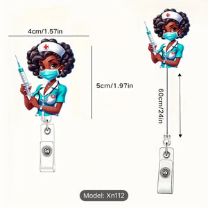Cute Badge Reel, Retractable Badge & Pass Holder,  Nursing and Office Staff Badge Reel Holder