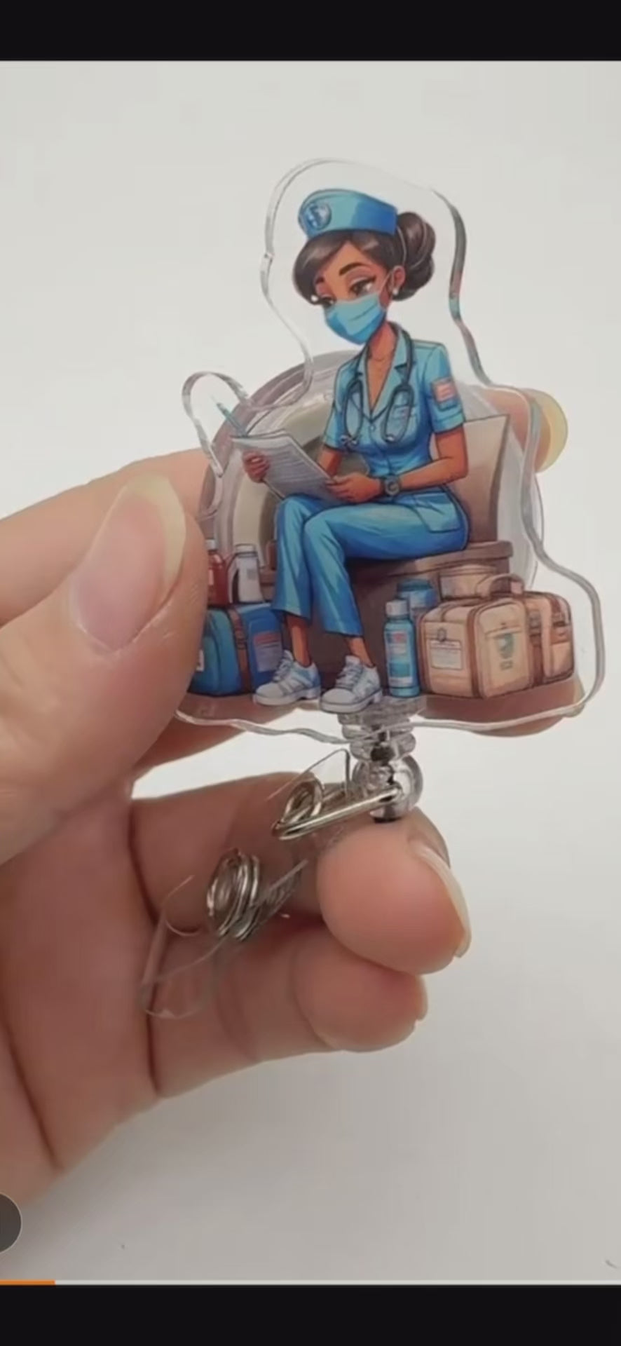 Cute Badge Reel, Retractable Badge & Pass Holder,  Nursing and Office Staff Badge Reel Holder