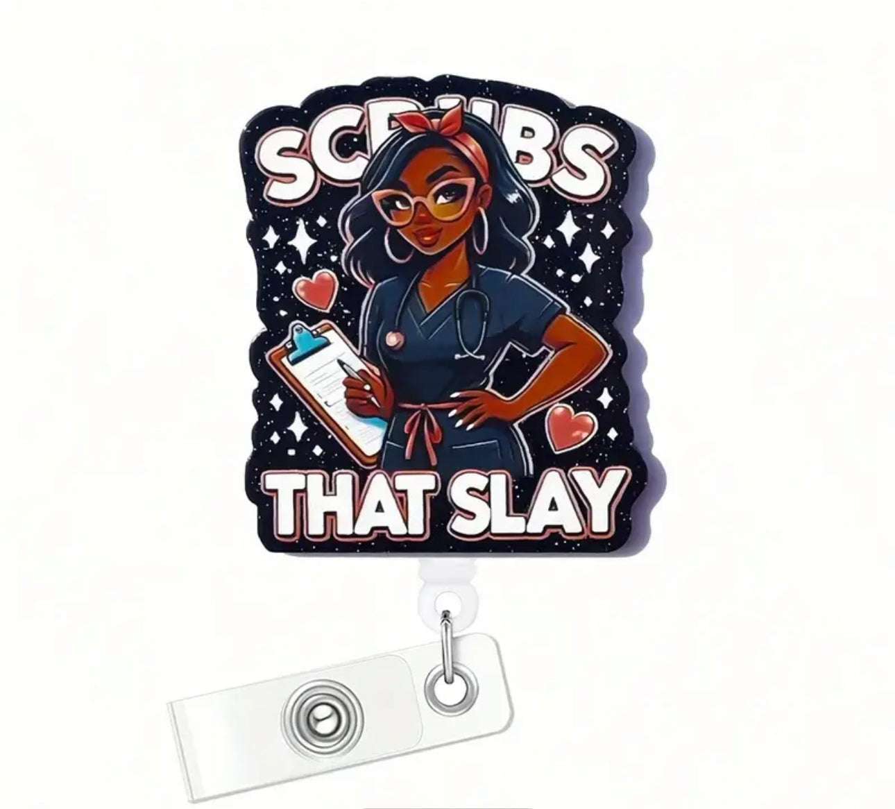 Cute Badge Reel, Retractable Badge & Pass Holder,  Nursing and Office Staff Badge Reel Holder