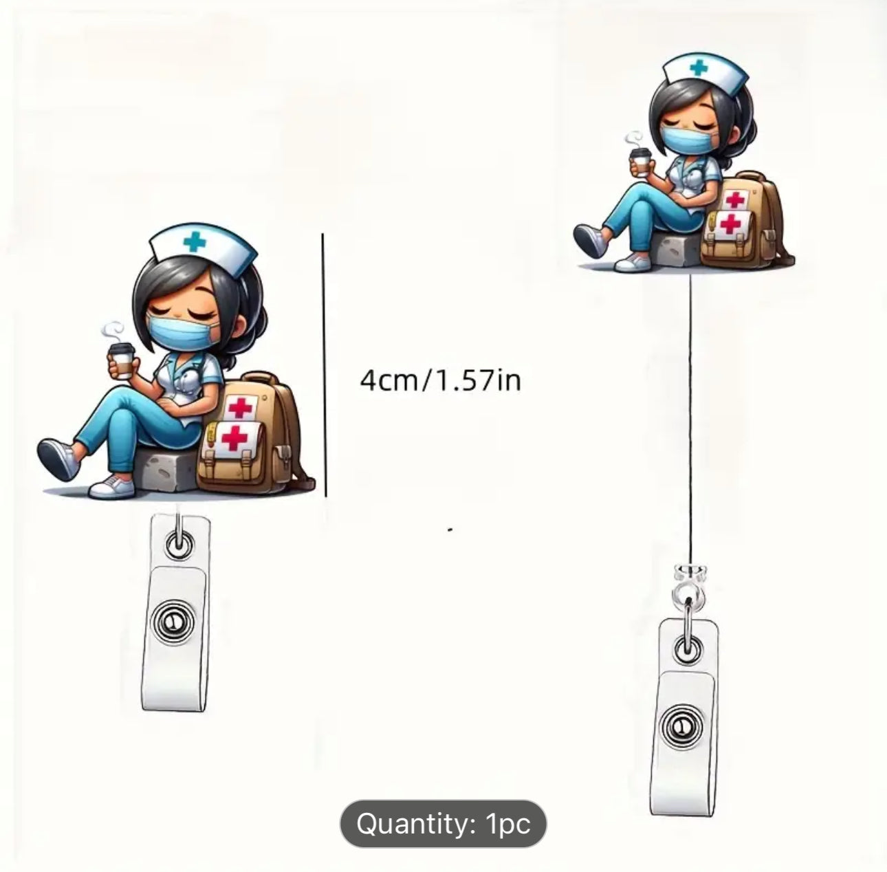 Cute Badge Reel, Retractable Badge & Pass Holder,  Nursing and Office Staff Badge Reel Holder