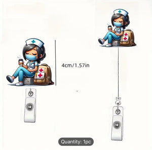 Cute Badge Reel, Retractable Badge & Pass Holder,  Nursing and Office Staff Badge Reel Holder