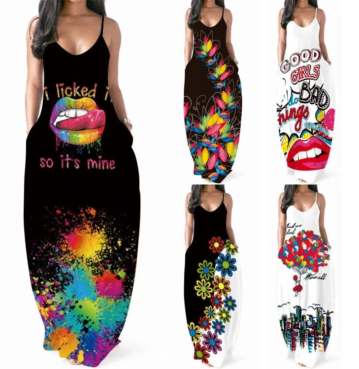 Graphic Maxi Summer Sun Dress