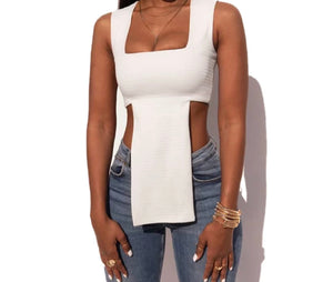 Square Shoulder Sleeveless Tank Top in Women Top