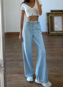 Wide Leg Trouser Jean - Light Wash in Women Clothing