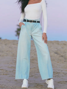 Wide Leg Trouser Jean - Light Wash in Women Clothing