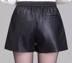 High Quality PU Leather Shorts in Women Clothing