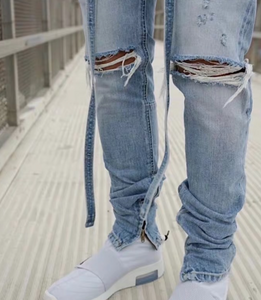 High Quality Fashion Skinny Ripped Men Jeans Pants in Grey