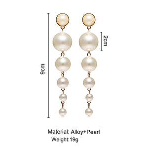 Fashion Long Simulated Gold & Pearl Earrings in  Women Jewelry
